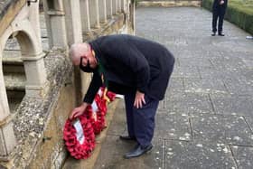 An image from today's socially-distanced Remembrance Sunday service at Melton's Memorial Gardens
PHOTO MELTON BOROUGH COUNCIL EMN-200811-174556001