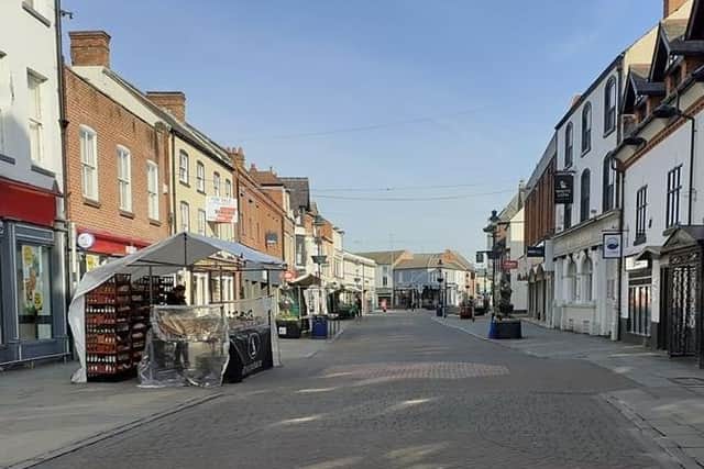 The much-reduced street market in Melton pictured back in March during the first Covid lockdown EMN-200911-105207001