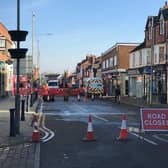 Severn Trent engineers at work repairing the water main which burst on Sherrard Street, Melton, on Friday morning - the road remains closed to traffic EMN-200611-150318001
