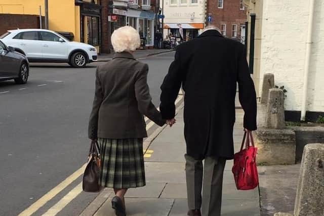 Leslie and Joyce Payne pictured around three years ago in Melton, as many remember them, hand-in-hand EMN-201116-112248001