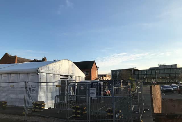 The new walk-in Covid test centre in Melton's Burton Street car park EMN-201130-171620001