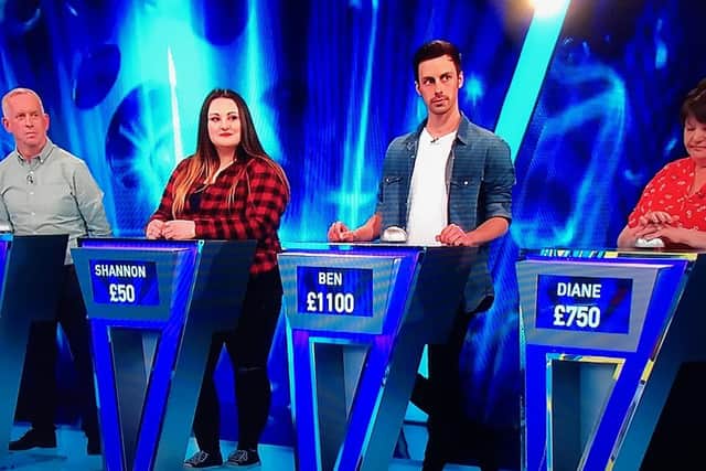 Melton man Ben Manship (third from left) pictured with fellow contestants on ITV gameshow, Tipping Point EMN-201112-171631001