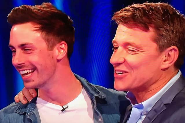 Melton man Ben Manship (left) pictured with host Ben Shephard on ITV gameshow, Tipping Point EMN-201112-171641001