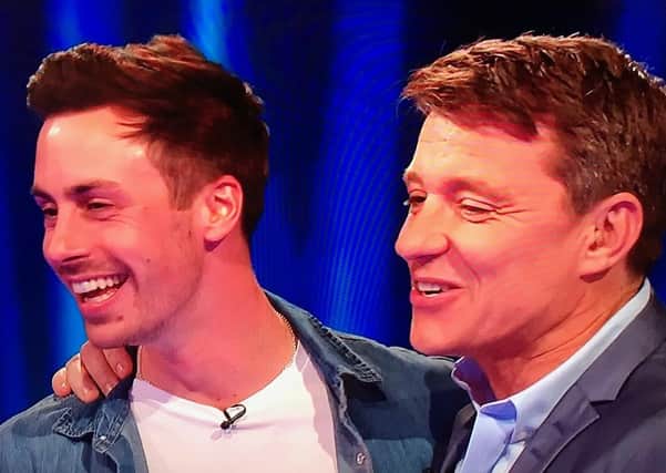 Melton man Ben Manship (left) pictured with host Ben Shephard on ITV gameshow, Tipping Point EMN-201112-171641001