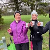 Liz Snow, Lady Captain Jackie Fisher and Lesley Twigg enjoying very welcome refreshments.