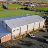 An aerial view of Melton Sports Village showing the sports hall and all-weather pitch
PHOTO Mark @ Aerialview360 EMN-201221-144643001