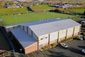 An aerial view of Melton Sports Village showing the sports hall and all-weather pitch
PHOTO Mark @ Aerialview360 EMN-201221-144643001