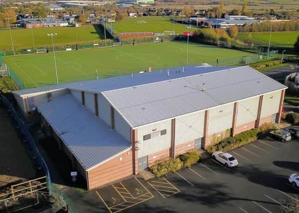 An aerial view of Melton Sports Village showing the sports hall and all-weather pitch
PHOTO Mark @ Aerialview360 EMN-201221-144643001