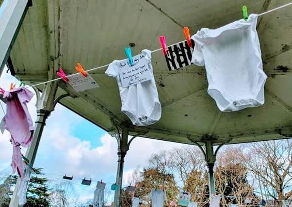Messages of support for St Mary's Birth Centre and and baby grows left by campaigners at the Melton Bandstand on Sunday EMN-201222-104627001