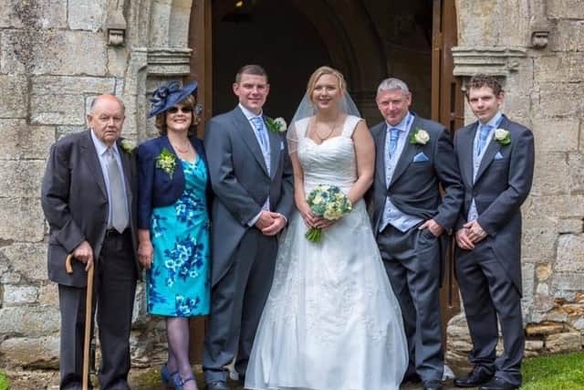Tony Palmer (second from right) pictured at his daughter Erika's wedding, with from left, his father-in-law Len, wife Jill, son-in-law Michael and his son, Nick EMN-210801-161412001