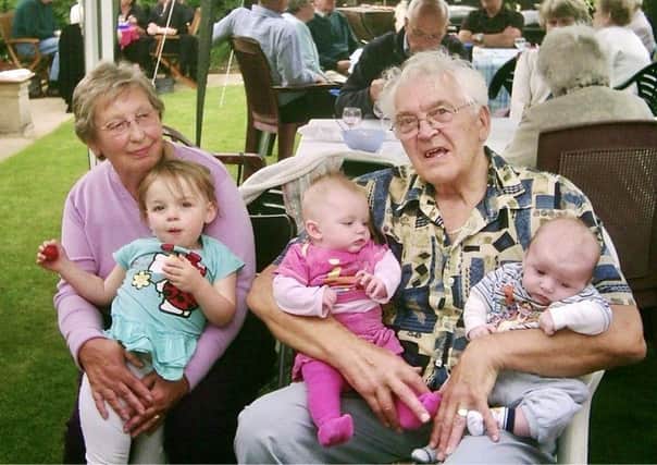 The late Rosemary Nall pictured at a family party with husband Barry and some of their great-grandchildren EMN-211101-155911001