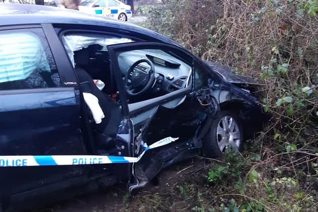 The scene following a two-car collision this morning near the cross-roads on the A606 between Nether Broughton and Ab Kettleby
PHOTO LEICESTERSHIRE FIRE AND RESECUE SERVICE EMN-211201-163242001