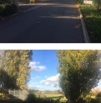 The Lake Terrace access road (top) and the field where 90 affordable homes are due to be built EMN-210115-155116001