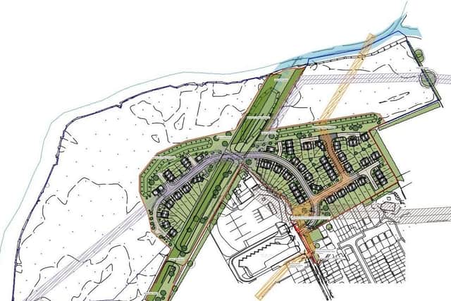 The Lake Terrace development for 90 affordable new homes - the household waste and recycling site is shown to the south and the proposed landscaping area stretching from south to north on the site EMN-210115-155056001