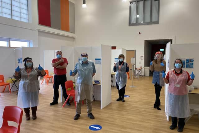 Some of the team members who are carrying Covid testing of students and staff at John Ferneley College in Melton EMN-210120-121250001