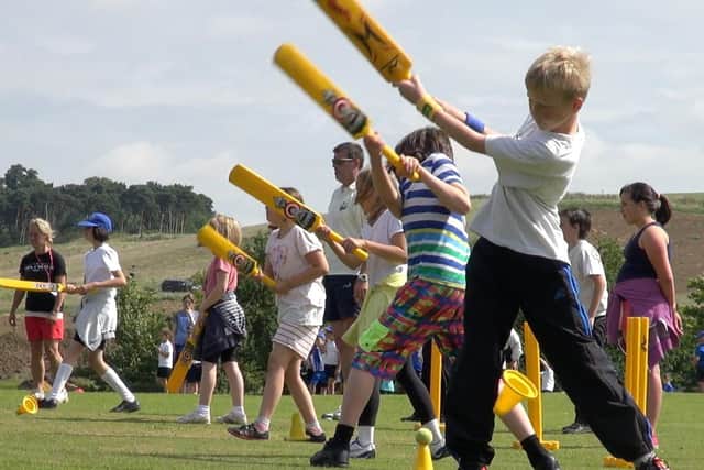 Young cricketers enjoy a kwik cricket session with the Belvoir Cricket & Countryside Trust at Knipton EMN-210102-120754001