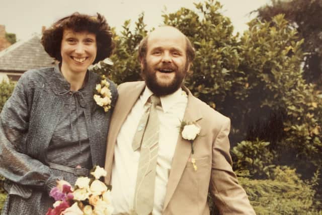Pip and Pauline Ewart pictured on their wedding day in 1982 EMN-211202-172748001