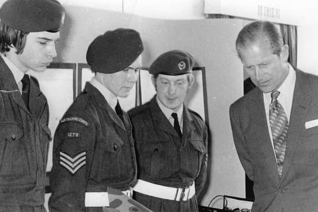 Members of the Melton ATC squadron pictured in 1973 during a Royal visit by the Duke of Edinburgh EMN-210903-091715001