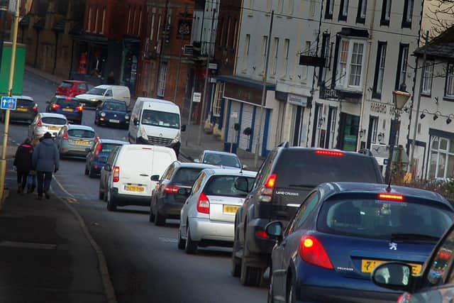 Queuing traffic in Burton Street in Melton on a busy day in town EMN-211103-105107001