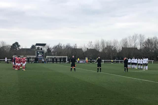Derby County FC's academy squad observe a minute's silence before their latest match in tribute to former player Matthew Langton, who has died at the age of 20 EMN-211203-110748001