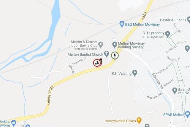 A graphic showing where traffic lights will be installed for three months on Leicester Road, Melton
IMAGE LEICS COUNTY COUNCIL HIGHWAYS EMN-210315-120050001