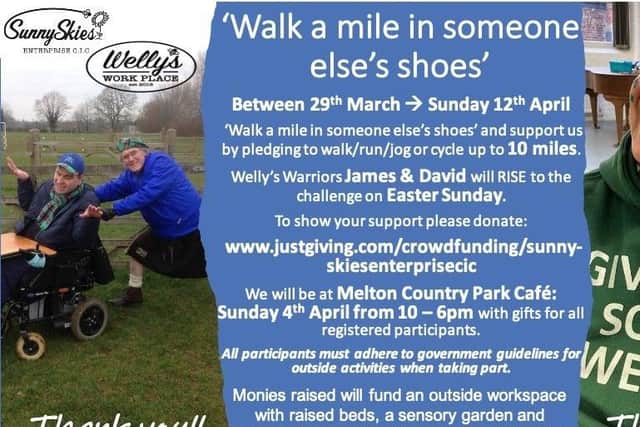 David and James promote the 'Walk a mile in someone else's shoes' organised by Sunny Skies Enterprise CIC EMN-210322-181402001