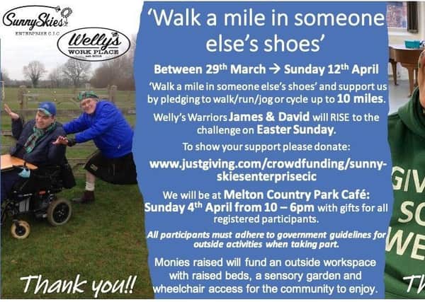 David and James promote the 'Walk a mile in someone else's shoes' organised by Sunny Skies Enterprise CIC EMN-210322-181402001