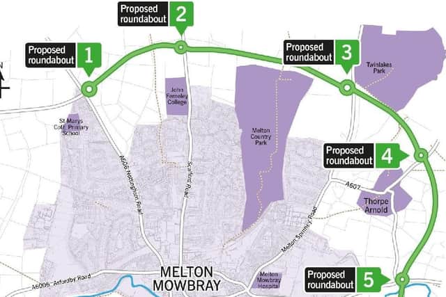 The preferred route for the planned Melton Mowbray Distributor Road (MMDR) EMN-210325-175404001