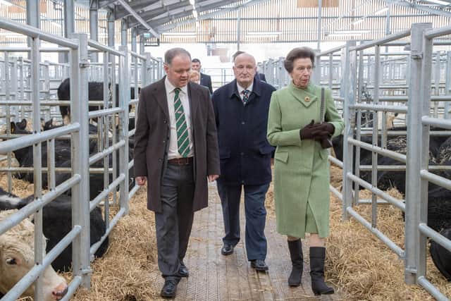 Princess Anne taking a stroll through new cattle sheds as she officially opens new developments at Melton Cattle Market in March 2018
PHOTO Paul Brown Imaging Ltd EMN-210325-150259001