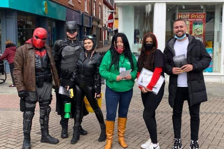 Superheroes join representatives of the Unlock Your You mental health charity at a recent event in Melton - they will be giving out Easter eggs to Melton families on Easter Monday EMN-210104-174124001
