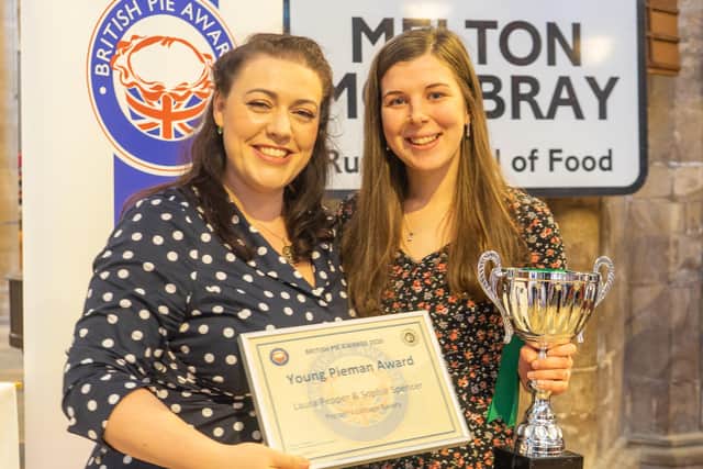 Rutland and Melton MP Alicia Kearns at the presentation dinner for the British Pie Awards in Melton with the young piemaker award winner Laura Pepper EMN-201103-103337001