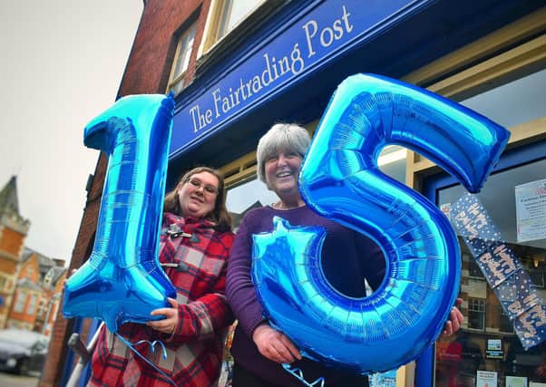 Directors Karen Berry and Helen Chadwick celebrate the Fairtrading Post's 15th birthday in Melton EMN-200316-121602001