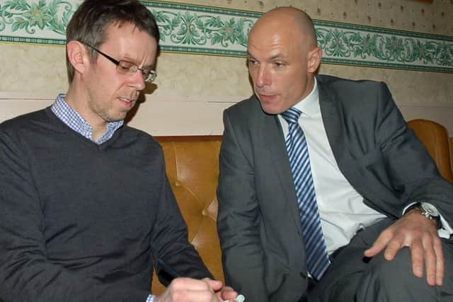A few less white hairs as Chris interviews World Cuo referee Howard Webb at The Stute EMN-200317-135108002