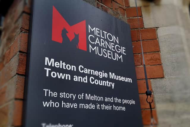 The sign at the entrance to Melton Carnegie Museum, on Thorpe End EMN-200319-103958001