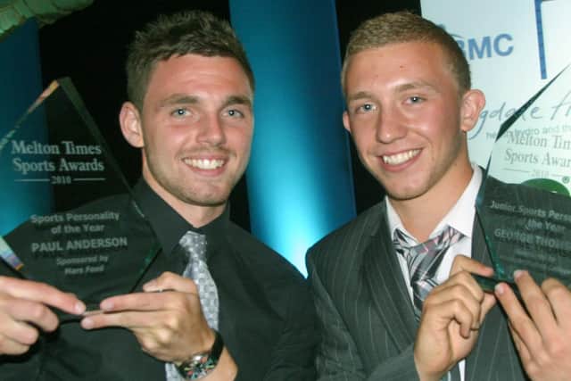 Pictured after winning the Melton Times Sports Awards Sports Personality of the Year in 2010, with his former Forest clubmate and friend George Thomson PHOTO: Tim Williams EMN-200319-170314002