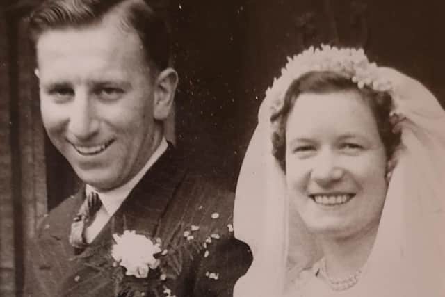 Les and Joan Hall pictured on their wedding in Melton in March 1955 EMN-200319-170711001