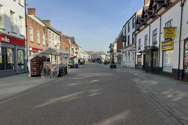 The street market in Melton this morning - only stall selling food are set up following tighter government restrictions on public movementPHOTO MELTON POLICE EMN-200324-095230001