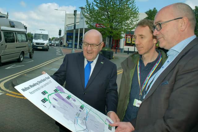 County councillor Byron Rhodes examines the route for the MMDR with County Hall colleagues Ian Vears and Andy Jackson EMN-200324-190917001