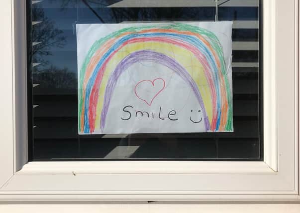 A rainbow drawing in the window on Badger Avenue, Melton PHOTO: John Mason