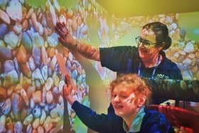Birch Wood Area Special School staff member Sarah Criddle enjoys one of the themes of the new Immersive Room with a pupil
PHOTO TAKEN BEFORE NEW RESTRICTIONS ON SOCIAL DISTANCING EMN-200325-074726001