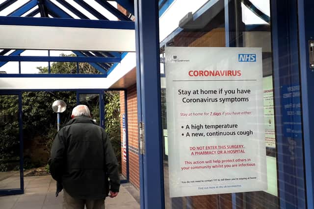 A notice about coronavirus at Latham House Medical Practice in Melton EMN-200325-113949001