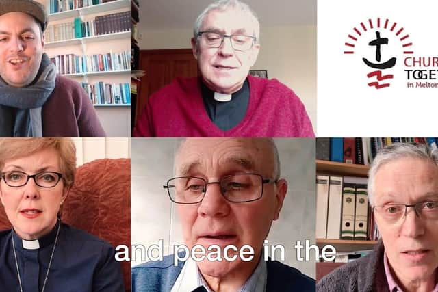 Priests and ministers from churches across Melton pictured delivering online services to their congregations on Sunday EMN-200330-161119001