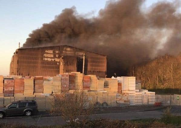 The blaze at Asfordby Business Park
PHOTO LEICESTERSHIRE FIRE AND RESCUE SERVICE EMN-200504-090613001