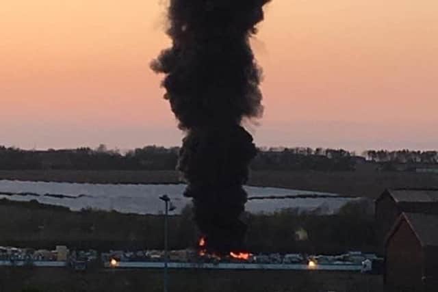 Black smoke pours from another fire at Asfordby Business Park EMN-200804-211445001