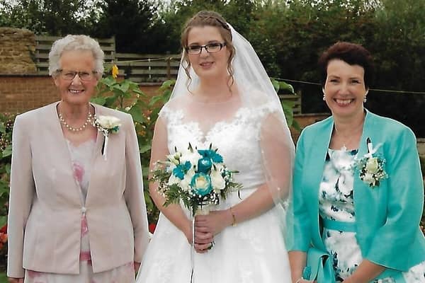 Janet Allen (left) pictured at a family wedding with grand-daughter, Kimberley, and daughter, Mandy EMN-200414-124532001