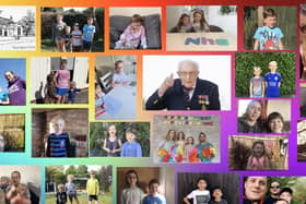 Scenes from a special video involving 23 families of pupils at Thrussington Primary School which wishes a happy 100th birthday to NHS fundraiser Captain Tom Moore EMN-200428-155321001