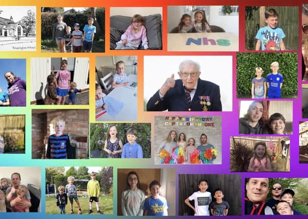 Scenes from a special video involving 23 families of pupils at Thrussington Primary School which wishes a happy 100th birthday to NHS fundraiser Captain Tom Moore EMN-200428-155321001