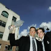 Marcus Trescothick (left) and Kevin Pietersen celebrate 2005's Ashes success. Photo: GettyImages