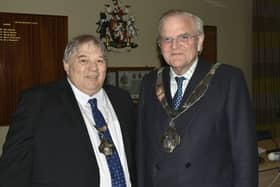 Mayor of Melton, Councillor Malise Graham (right), pictured after his election in May 2019, with Deputy Mayor, Councillor Peter Faulkner EMN-200515-130350001