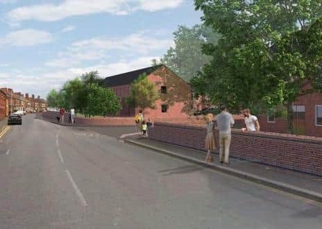 An artist's impression of what the planned redevelopment of Melton's old St Mary's Hospital site might look like from Thorpe Road EMN-200526-154639001